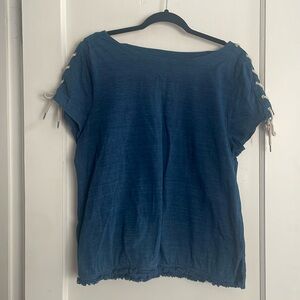 Chico’s blue lace-up short-sleeved top